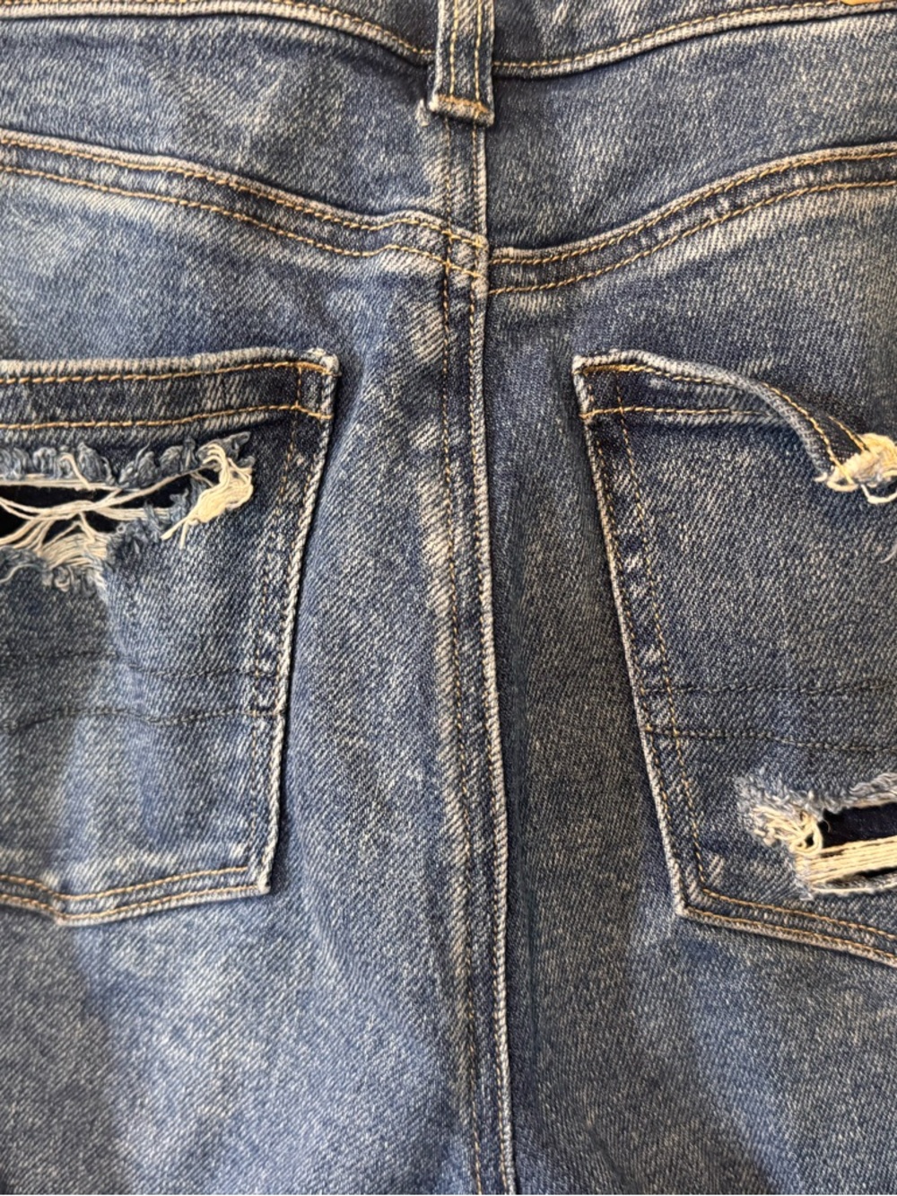 American Eagle Dark Blue Distressed Stretched Jeans Size 00 Regular - Picture 6 of 12